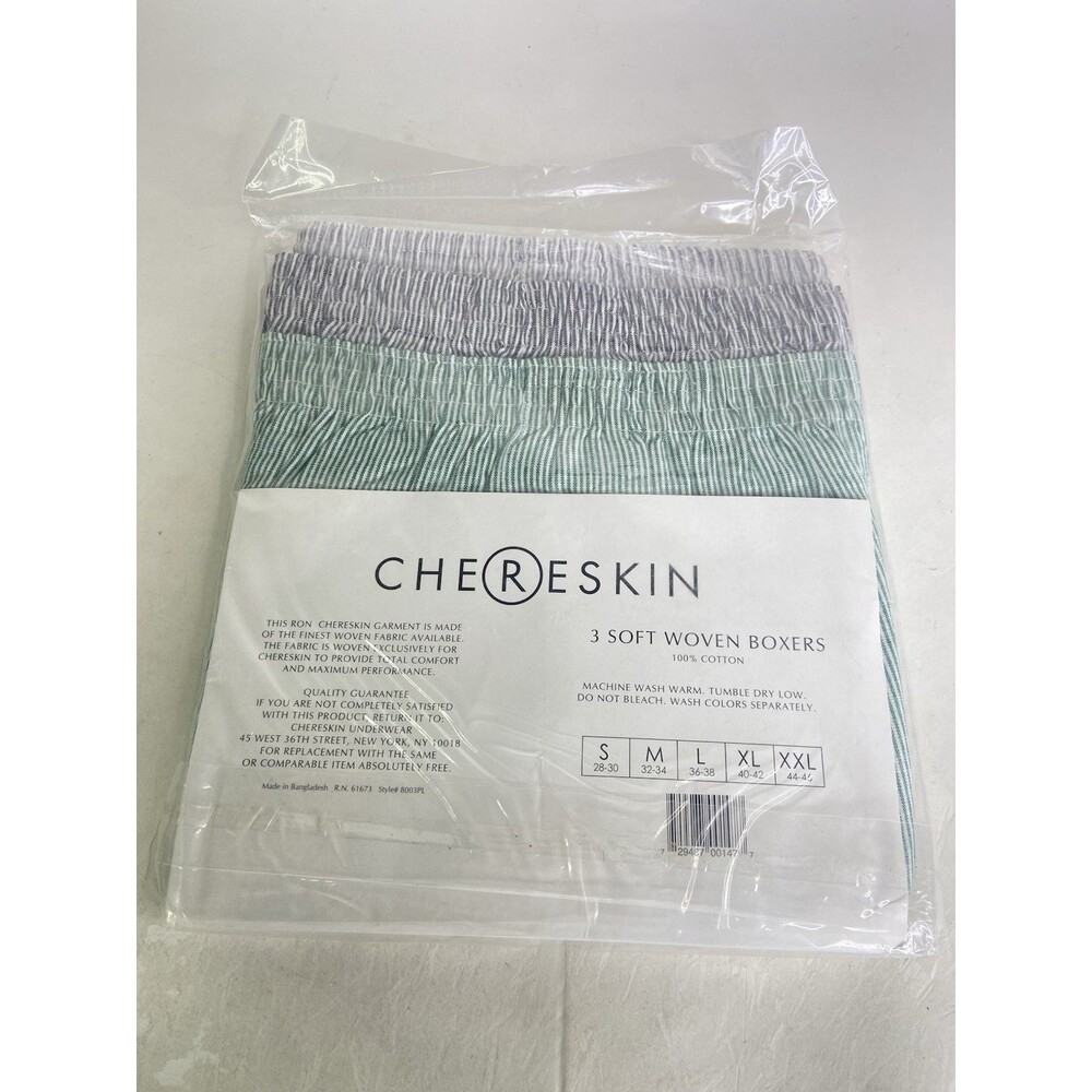 Chereskin Mens XXL 3 Pack Woven Boxer Shorts Underwear Cotton Multicolor Striped